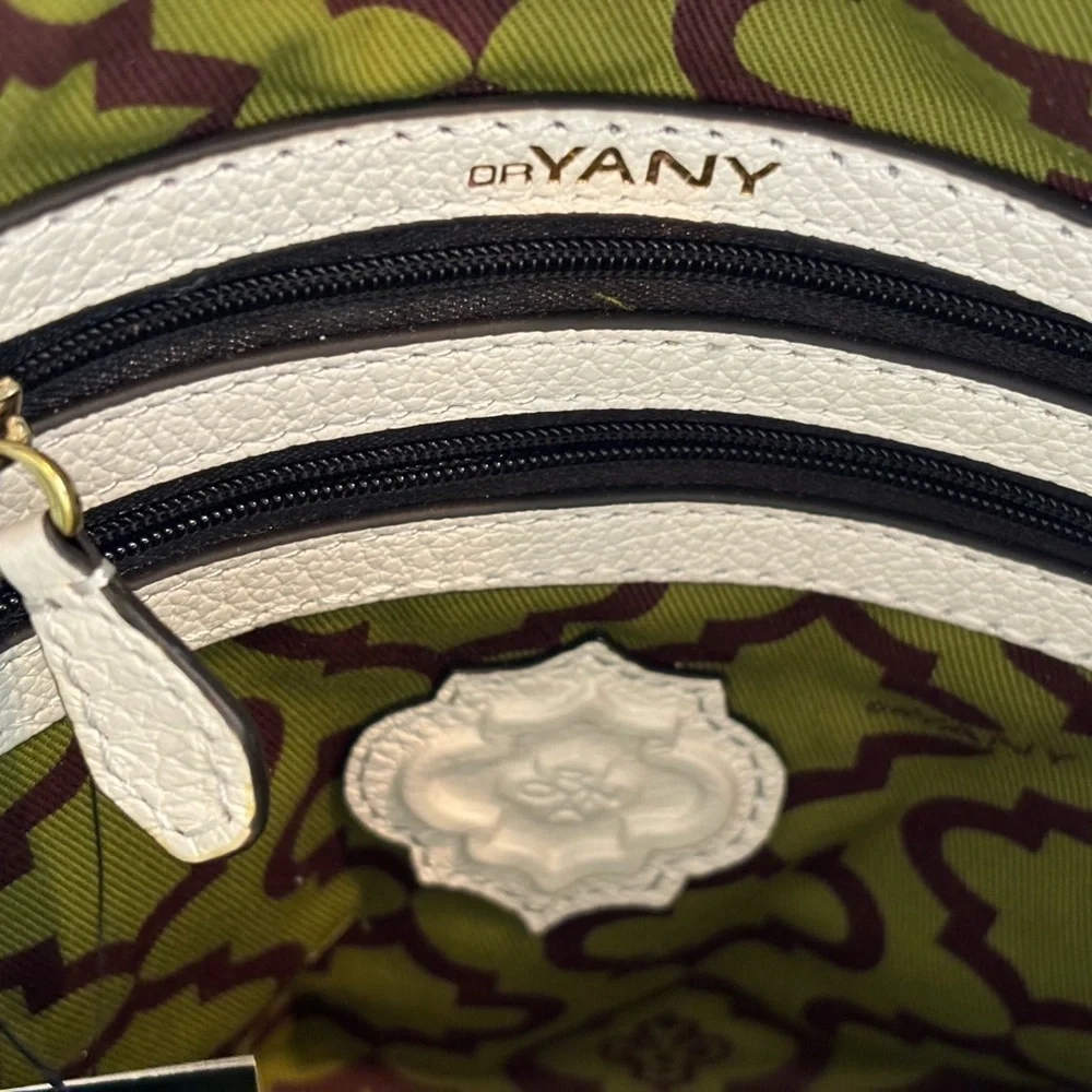 orYANY Small White Leather‎ Satchel Handbag with Zipper Sides